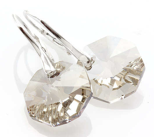 Octagon srebrzysty - kolczyki Swarovski.  mellody