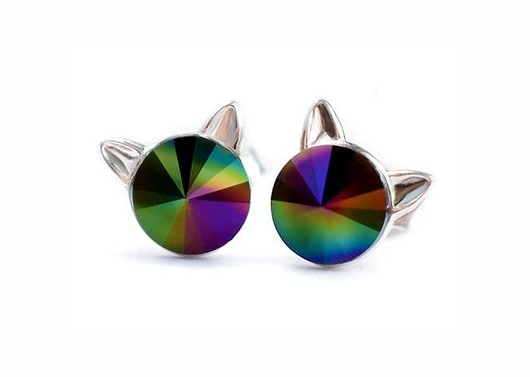 Koty! Kolczyki - kryształy Swarovski Rainbow Marisella