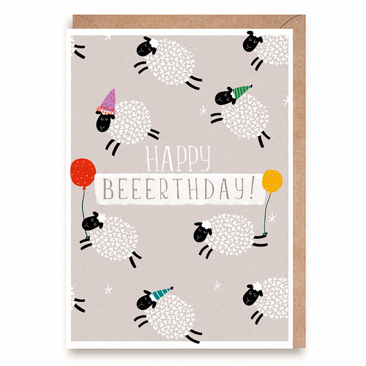 kartki okolicznościowe - wydruki Kartka URODZINOWE OWCE A6 Happy Beerthday