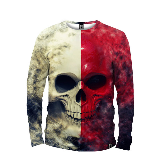 bluzy męskie Koszulka Longsleeve Męska DR.CROW White Red Skull