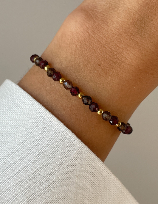 bransoletki z kamieni naturalnych Bransoletka na gumce - Kwarc Dymny, Granat