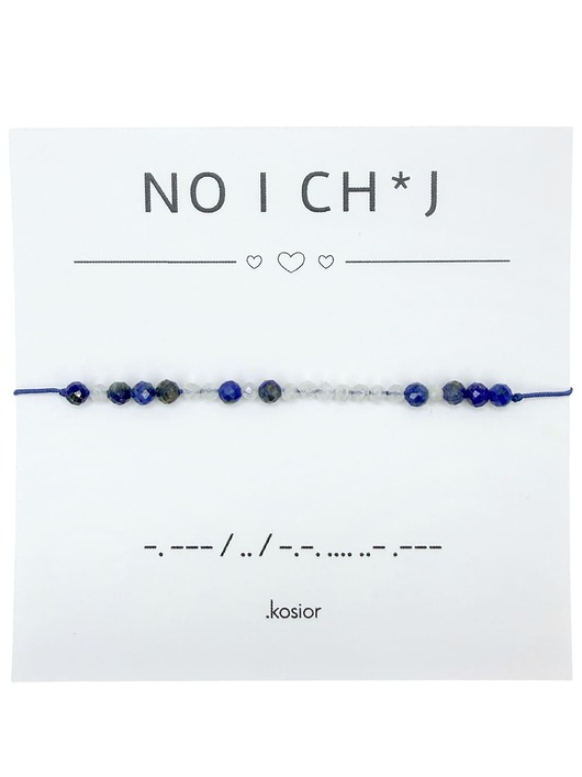 bransoletki na sznurku Bransoletka z alfabetem Morse Lapis lazuli, Kamień księżycowy