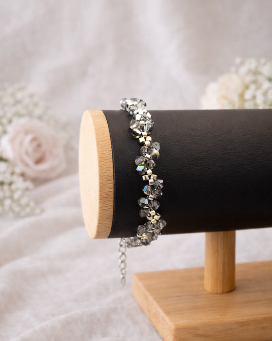 bransoletki ze szkła Delikatna bransoletka Black Diamond z kryształów Preciosa