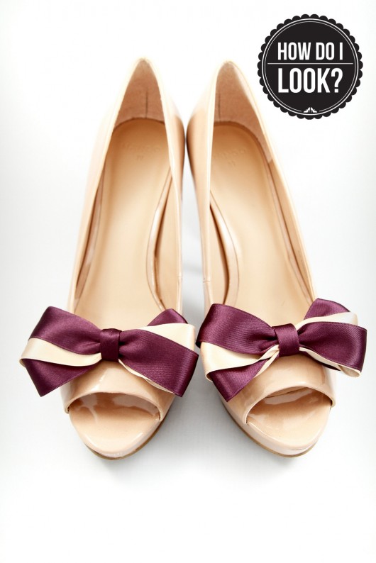 Triple Bow - Aubergine/Cream - klipsy do butów HowDoILook