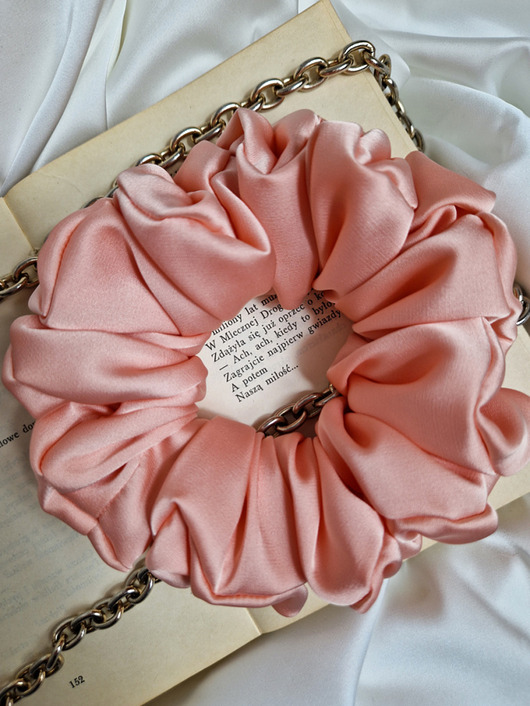 gumki do włosów Scrunchie Peach XL - gumka do włosów satynowa brzoskwiniowa