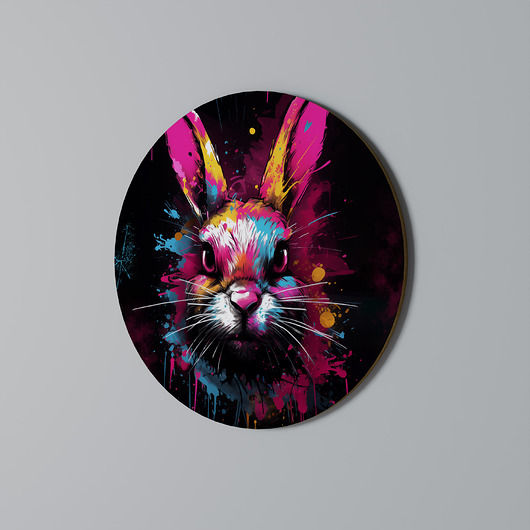 obrazy DON'T FOLLOW THE RABBIT Obraz okrągły 69cm - dekor dębu