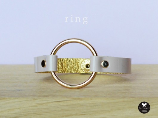 RING pink bransoletka skórzana barboleta