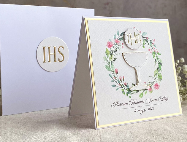 kartki na komunię Kartka na komunię z ozdobną kopertą, 85a