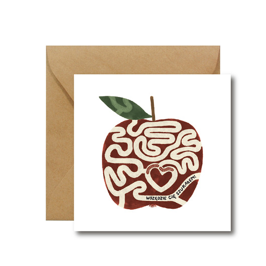 kartki okolicznościowe - wydruki Jabłko - Wszędzie Cię szukałem - kartka na Walentynki