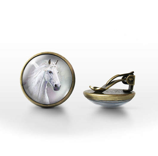 klipsy Klipsy - Biały koń