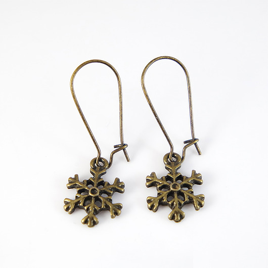 kolczyki - inne Kolczyki wiszące - Płatki śniegu, brąz
