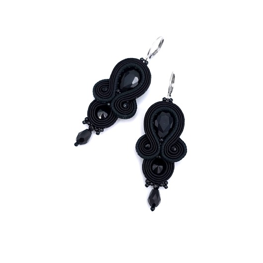 kolczyki soutache Kolczyki sutasz czarne "Anya" delikatne romantyczne małe