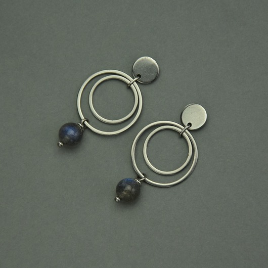 kolczyki wire wrapping Kolczyki koła labradoryt  kółka stal chirurgiczna