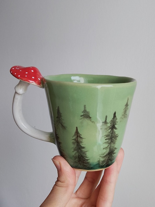 kubki Kubek z grzybem muchomorem, las