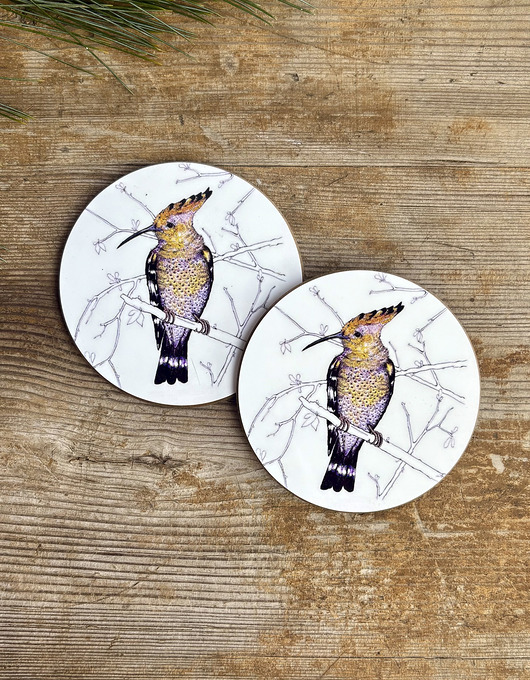 podkładki do kuchni Dudek- Polskie ptaki- Podkładki pod kubek- ilustracja