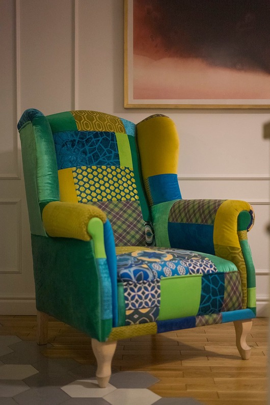fotele Fotel Uszak Patchwork Green