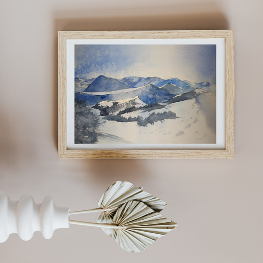 Akwarela Pejza zimowy oryginalny obraz 300g A3 30x42 cm