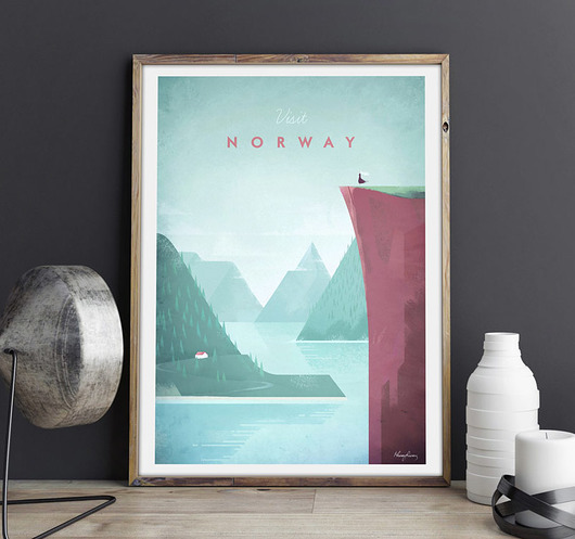 Norwegia - vintage plakat 50x70 cm minimalmill