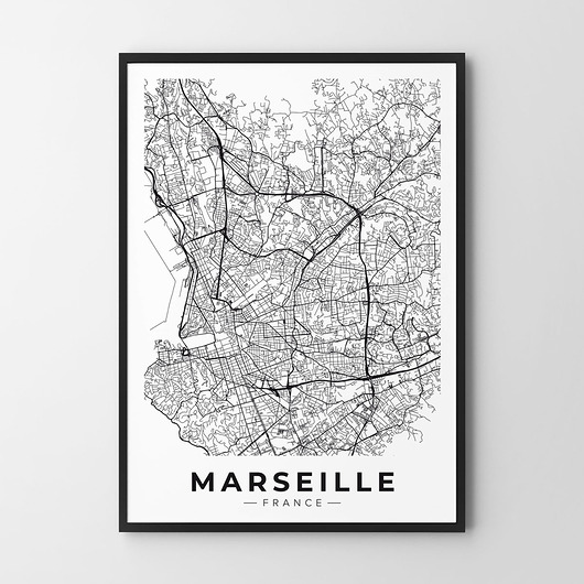 plakaty Plakat Marsylia mapa