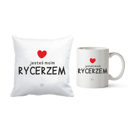 zestaw. kubek i poszewka. jesteś Rycerzem Love Life and Forest