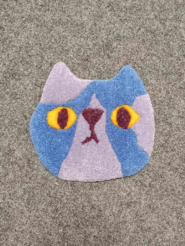 obrazy i plakaty do pokoju dziecięcego Mini dywan niebieski kotek