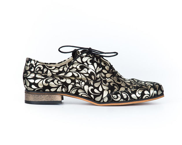 SKÓRZANE JAZZÓWKI ZAPATO 246 ZŁOTE KWIATY Zapato