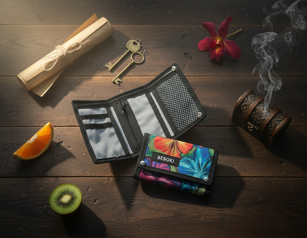 portfele damskie Portfel Kwiaty / BEBOKI wodoodporny