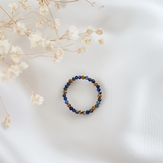 granatowy pierścionek z lapisem lazuli r.22 LEI handmade 