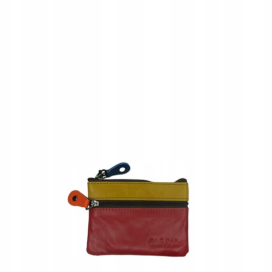 portfele damskie Saszetka skórzana skóra naturalna na klucze bilon poręczna OLIVKA