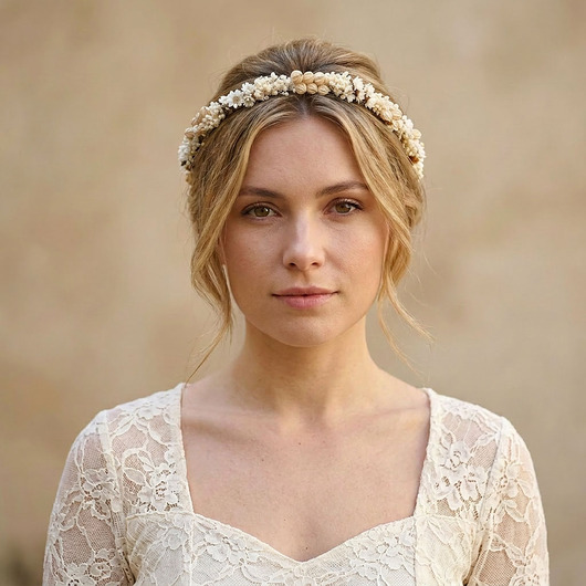 Ślubne ozdoby do włosów Delikatny naturalny wianek ślubny - suszone kwiaty