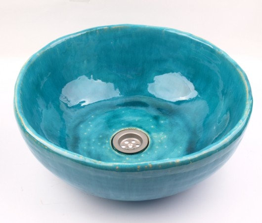 umywalki UM8 Umywalka ceramiczna, okrągła, kolor morska głębia