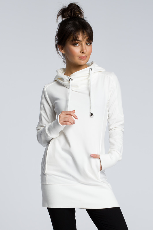 Długa bluza ze sznurkiem - ecru(B-072) Be