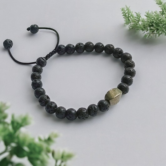 bransoletki z kamieni naturalnych Damska bransoletka : PIRYT & LAWA : długość regulowana