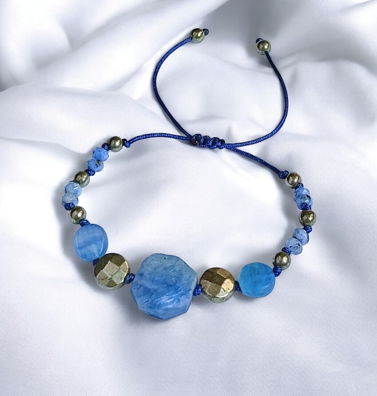 bransoletki z kamieni naturalnych KONCENTRACJA, KREATYWNOŚĆ - kyanit, piryt - amulet