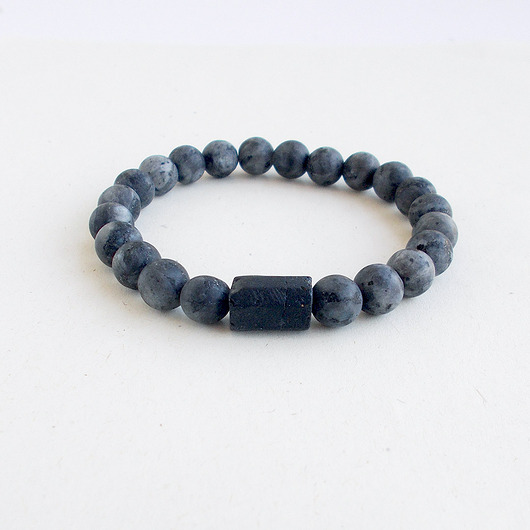 bransoletki z kamieni naturalnych Turmalin i larvikit Bransoletka