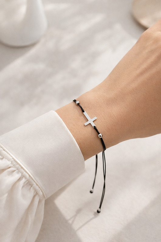 bransoletki na sznurku Pamiątka Bierzmowania Bransoletka Różaniec Krzyż z grawerem