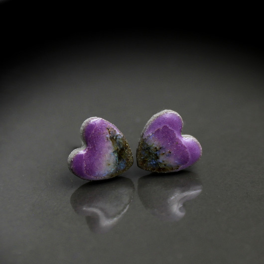 kolczyki ceramiczne Mini Serca 7mm/stal chirurgiczna/