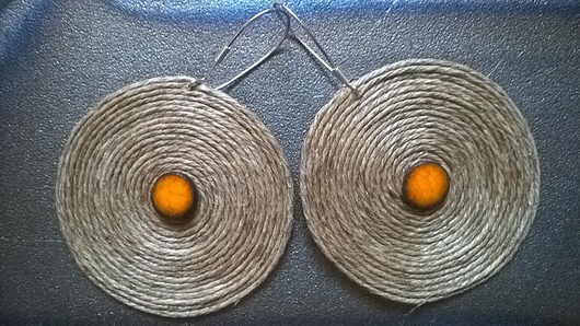 Soczysta pomarańcza + len. NG Autorska bizuteria ceramiczna