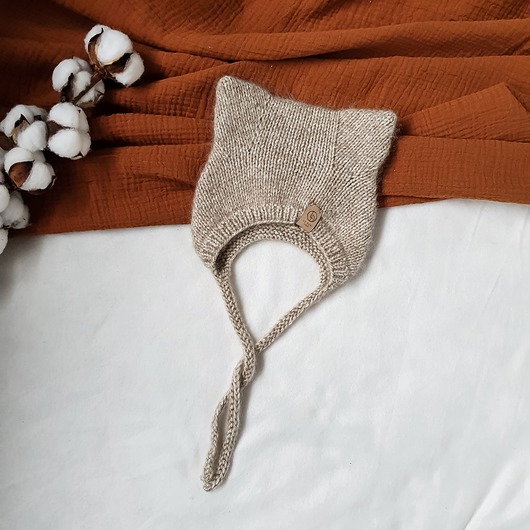 czapki dziecięce WINTER KITTY BONNET Light beige