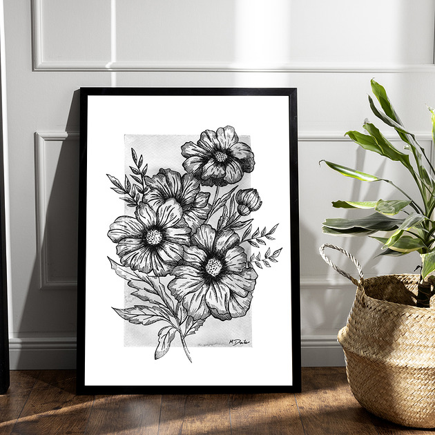 grafiki i ilustracje FLOWER - 2 wydruk b&w
