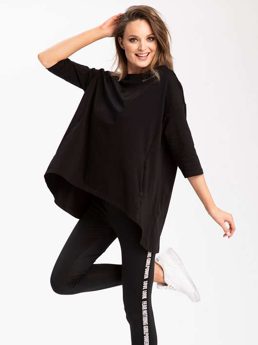 Bluzka kimono z bawełny Kamela Look 32 czarny Look made with Love