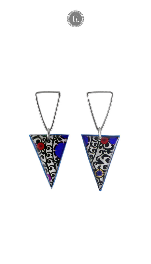 kolczyki srebrne Kolczyki Bermuda T - długie, sztyfty srebrne