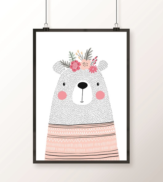 Plakat MIŚKA pastelowy skandi mis Well Wall