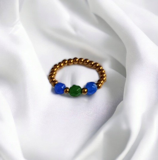 pierścionki elastyczne Pierścionek : golden summer III : jadeit, hematyt