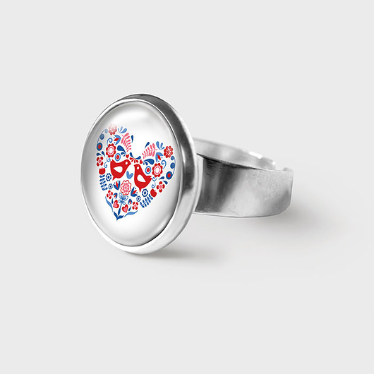 pierścionek z żywicy Pierścionek - Folkowe ptaszki