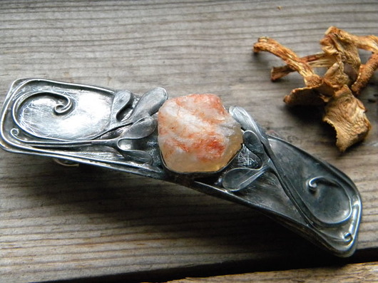 surowy cytryn  w listkach - klamra Beata Trotter