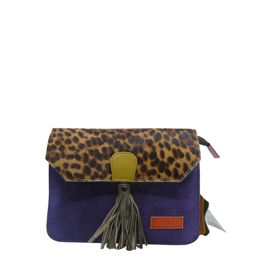 torby na ramię Torebka zamszowa, elegancka, skórzana, zamsz, ozdobny chwost eko OLIVKA