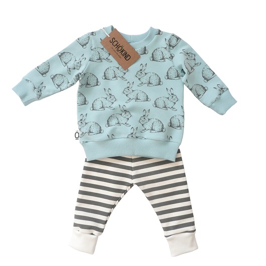 Bluza longsleeve w króliki na ciepłym błękicie OLLIdeco