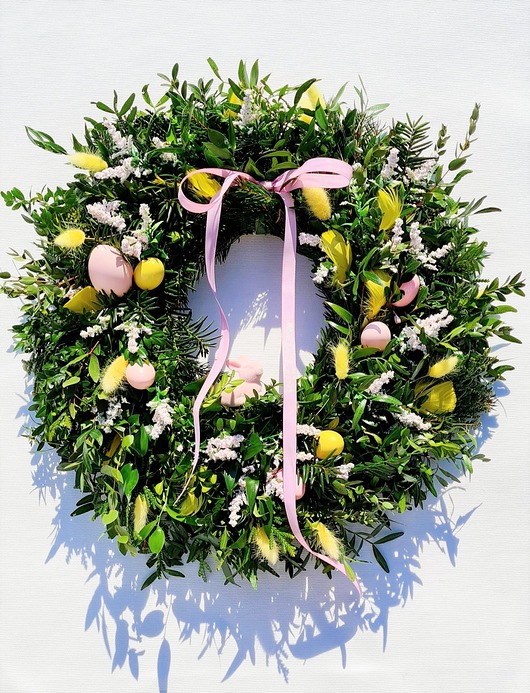 wianki wielkanocne Wianek wiosenny - PINK BUNNY