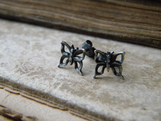 kolczyki wire wrapping motyl